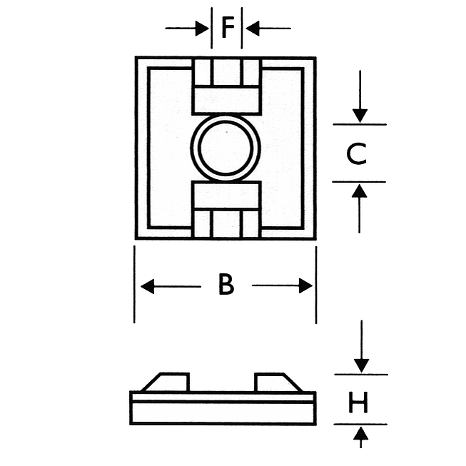 Kabelbefestigung | Selbstklebender Kabelbindersockel 1-Wege Nylon