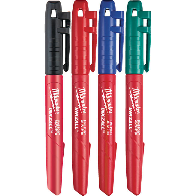 Milwaukee INKZALL Permanentmarker Set 4-tlg feine Spitze