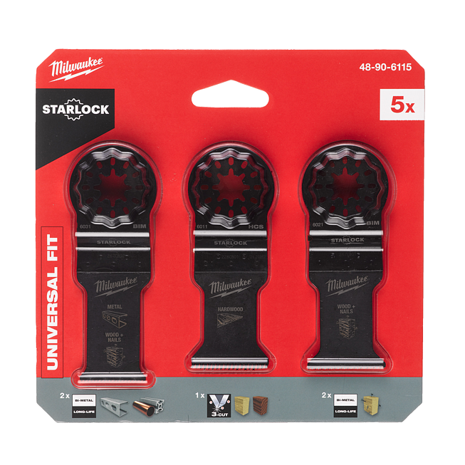Milwaukee Multitool Zubeh&ouml;rset Holz &amp; Metall 5-teilig
