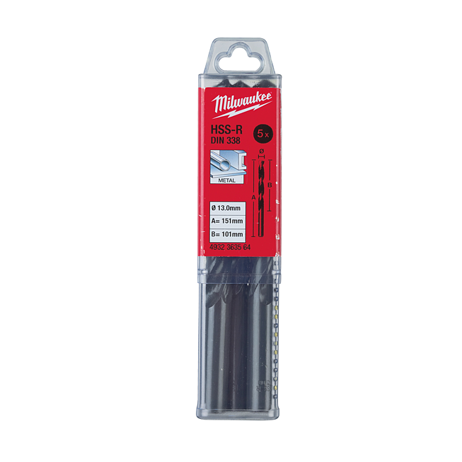 Milwaukee Metallbohrer HSS-R DIN 338 5er Pk 13,0 x 151 mm