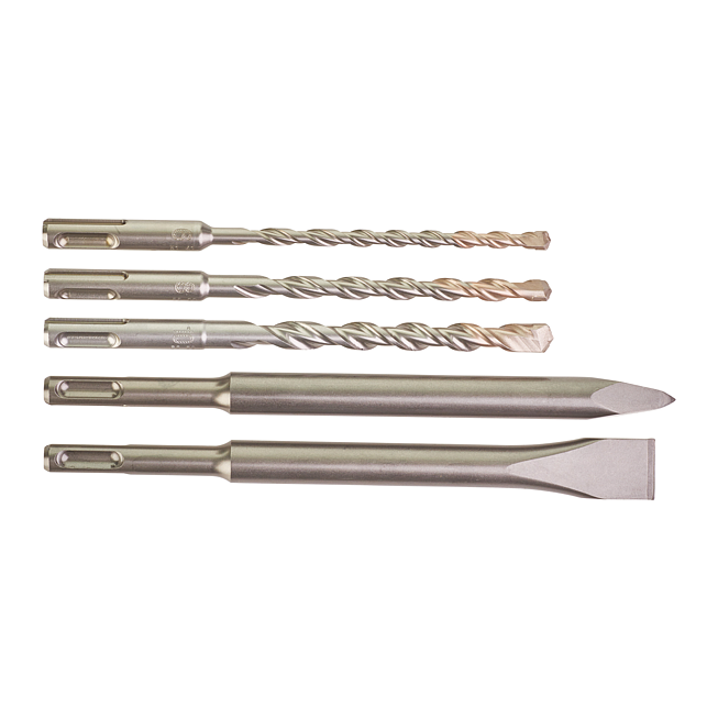 Milwaukee SDS-Plus Starterset 5-tlg. 3 M2 Bohrer, 2 Mei&szlig;el
