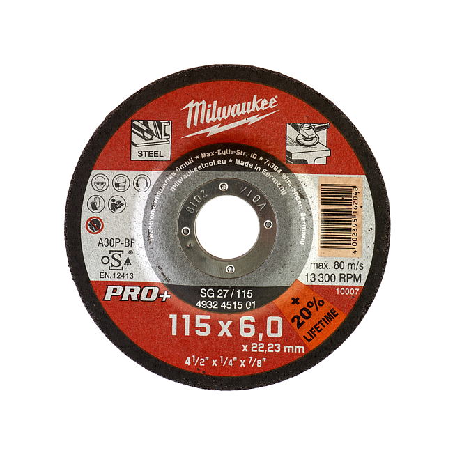 Milwaukee Schruppscheibe PRO+ 115 mm SG27 6 mm gekr&ouml;pft