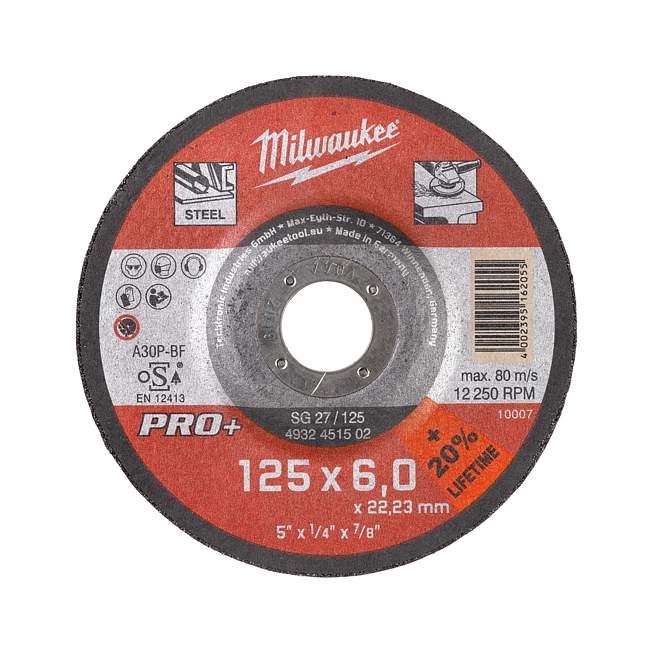 Milwaukee Schruppscheibe PRO+ 125 mm SG27 6 mm gekr&ouml;pft