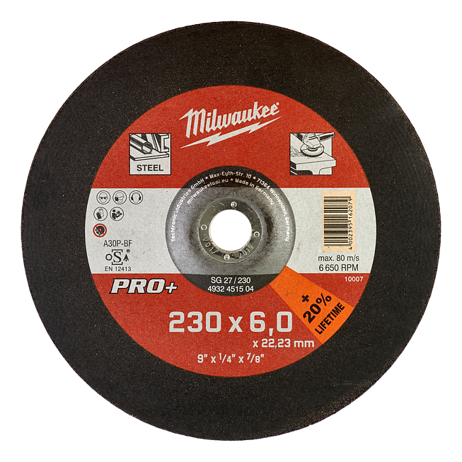 Milwaukee Schruppscheibe PRO+ 230 mm SG27 6 mm gekr&ouml;pft