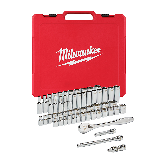 Milwaukee Ratsch. &amp; Steckschl&uuml;sselein Set 3/8 56-tlg