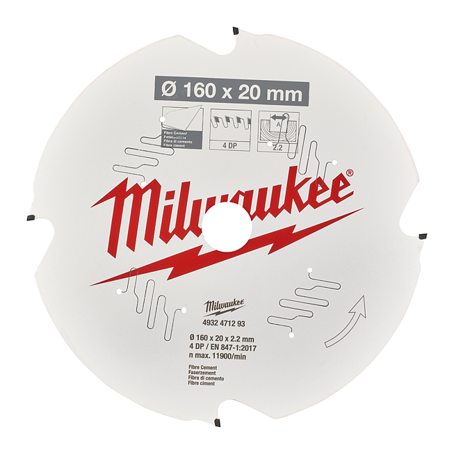 Milwaukee Kreiss&auml;geblatt Faserze. Handkreiss&auml;gen 160/20