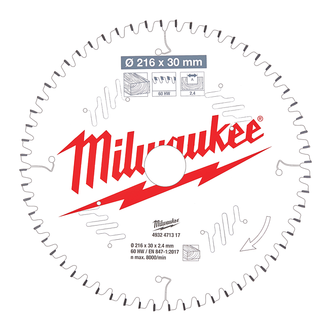 Milwaukee S&auml;geblatt Holz f. Kapp- &amp; Gehrungss&auml;gen 216/30