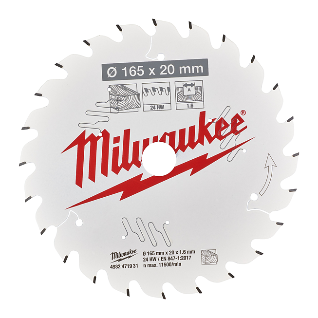 Milwaukee Kreiss&auml;geblatt Holz f. Akku-Handkreiss&auml;gen 165/20
