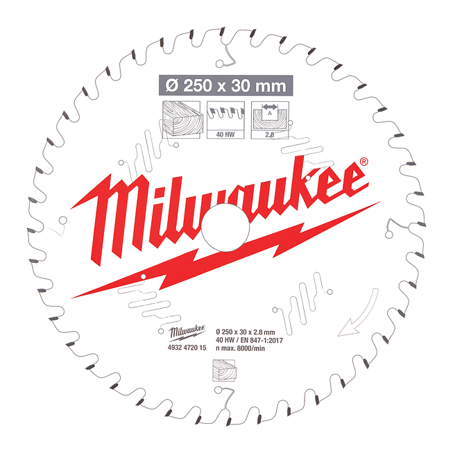 Milwaukee S&auml;geblatt Holz f. Kapp- &amp; Gehrungss&auml;gen 250/30