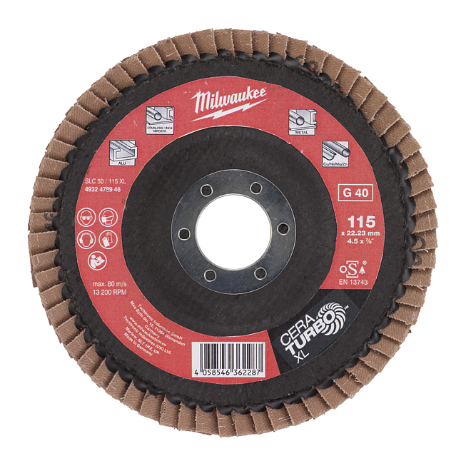 Milwaukee F&auml;cherschleifscheibe XL 115 mm SLC50 Keramik K40