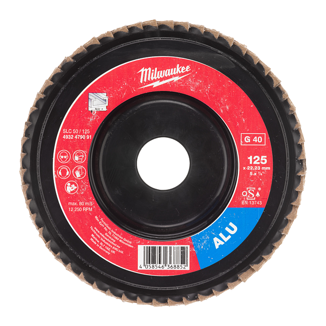 Milwaukee F&auml;cherschleifscheibe 125 mm f&uuml;r Alu SLC50 K40