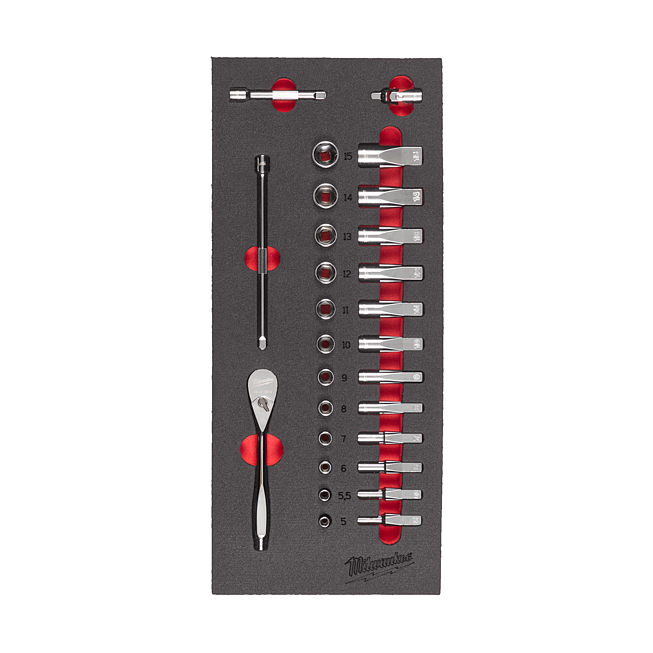 Milwaukee 1/4 Ratschen- &amp; Steckschl&uuml;sseleins&auml; Einlage 28-tlg