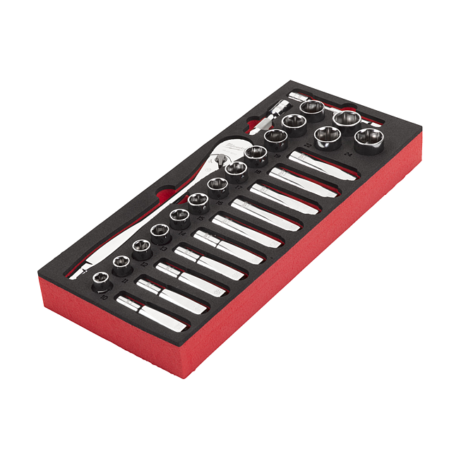 Milwaukee 1/2 Ratschen- &amp; Steckschl&uuml;sseleins&auml; Einlage 28-tlg