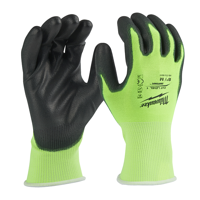 Gants de protection anti-coupures Milwaukee Hi-Vis Kl 1/A 8 (M)