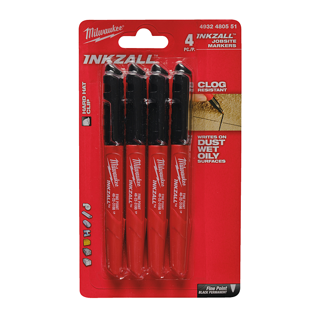 Milwaukee INKZALL permanent marker set 4-piece fine tip
