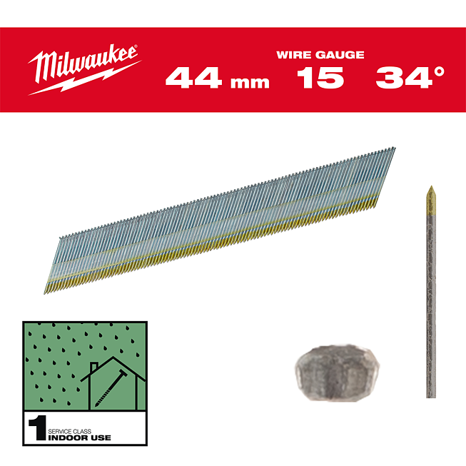 Milwaukee Stift-N&auml;gel D-Kopf 15 G f&uuml;r M18CN15GA &amp; M18FN15GA