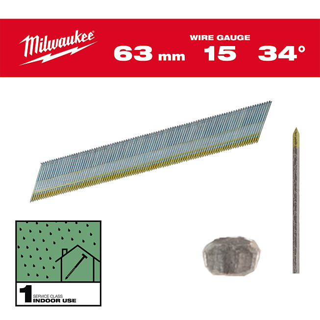 Milwaukee Stift-N&auml;gel D-Kopf 15 G f&uuml;r M18CN15GA &amp; M18FN15GA
