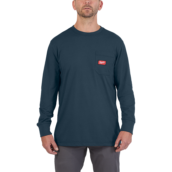 Milwaukee Arbeits-Langarm-Shirt blau mit UV-Schutz L