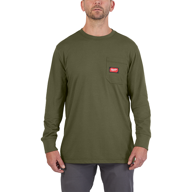 Milwaukee Arbeits-Langarm-Shirt gr&uuml;n mit UV-Schutz S