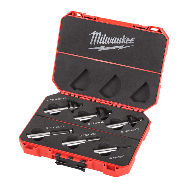 Milwaukee HM-Fr&auml;sersatz f&uuml;r Oberfr&auml;sen 12 mm Schaft - 6-tlg.