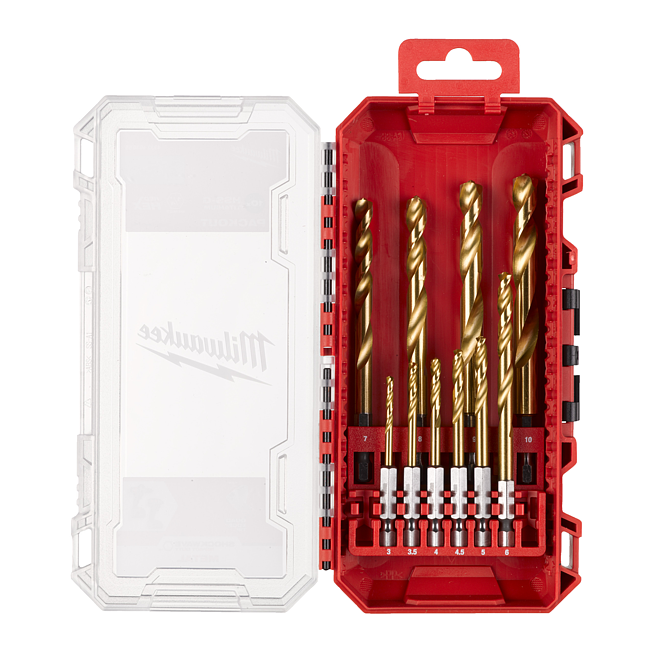 Milwaukee SHOCKWAVE MB HSS-G RED HEX Titan 1/4&quot; 10-tlg. Set