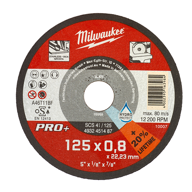 Milwaukee Metalltrennsch PRO+ INOX125 mm SCS42 0,8 mm
