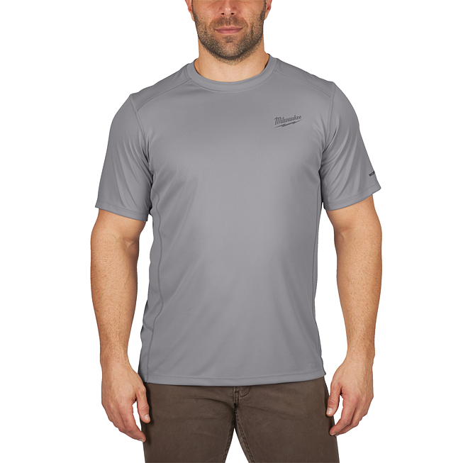 T-shirt funzionale Milwaukee grigio con protezione UV M