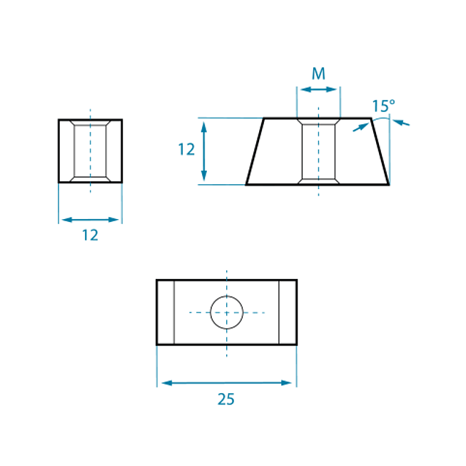 Slot nut | wedge nut Galvanised with 15&deg; V-shaped recess