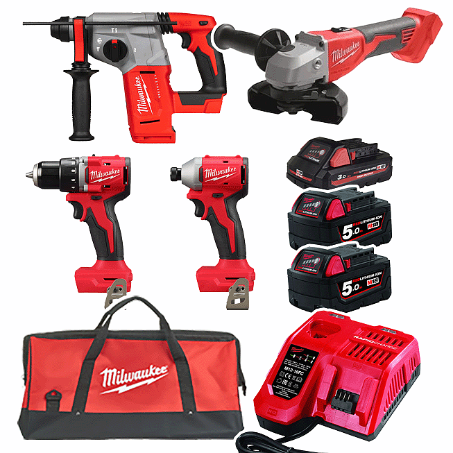 Milwaukee M18 Power-Set &ndash; 9-teilig inkl. Gratis-Radio