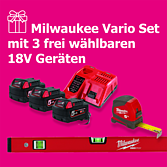 Milwaukee Vario Set mit 3 frei wählbaren 18V Geräten und Zugaben