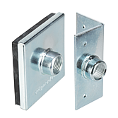 Set 90&deg; Abst&uuml;tzwinkel/ Quadratische Bodenplatte  mit D&auml;mmgummi f&uuml;r Kanalabst&uuml;tzung Verzinkt mit 1/ 2" Muffe 