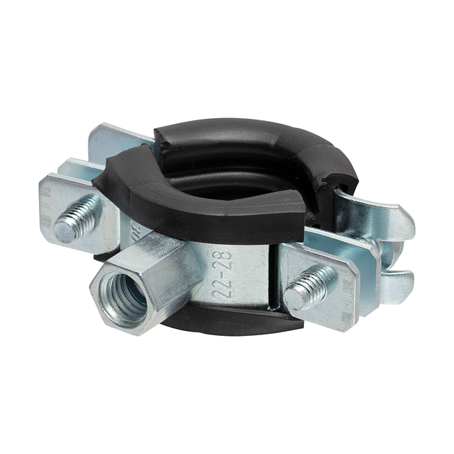 Collier en 2 parties Omnia MB Galvanis&eacute; avec insert insonorisant et fermeture en U pivotante