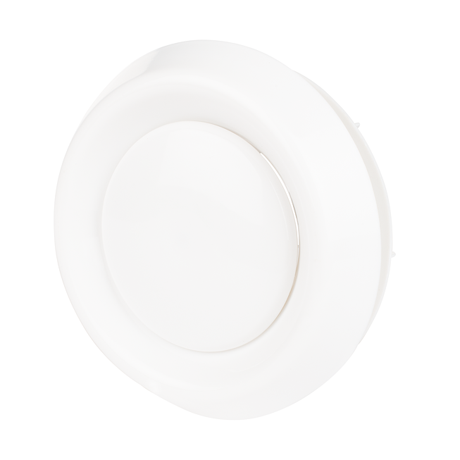 Valvola di scarico e di alimentazione dell'aria in plastica PVFR con nucleo interno regolabile nucleo interno, telaio di montaggio e anello di fissaggio bianco puro