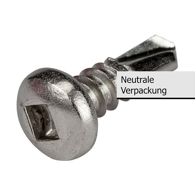 Selbstbohrschraube SBS Linsenkopf Innenvierkant V2A mit Bohrspitze und Bit