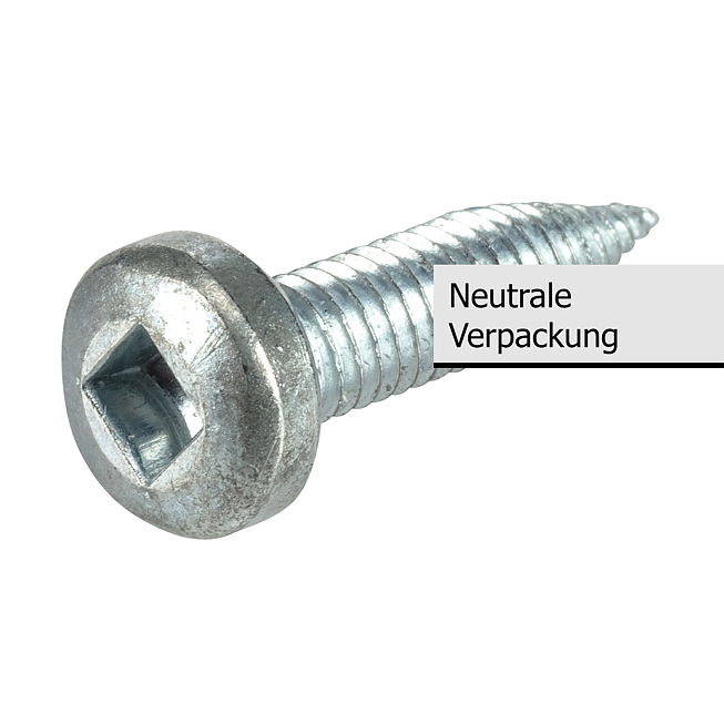 Verdr&auml;ngungsschraube VDS Linsenkopf Innenvierkant Verzinkt mit Verdr&auml;ngungsspitze geh&auml;rtet und Bit