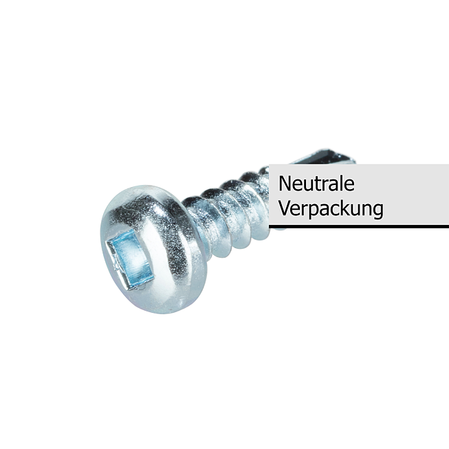 Selbstbohrschraube SBS Linsenkopf Innenvierkant Verzinkt mit Bohrspitze geh&auml;rtet Verzahnung und Bit