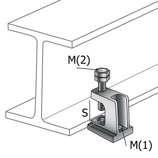 Pince de poutre | Fixation par serrage de poutre Galvanis&eacute; (Syst&egrave;me &agrave; trous oblongs Eco)