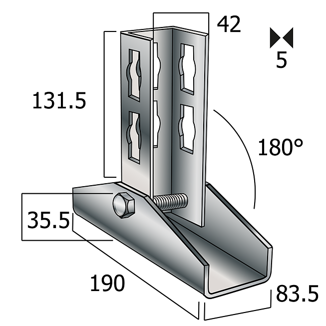 Connecteur articul&eacute; 0-180&deg; galvanis&eacute; (syst&egrave;me de boutons Profi)