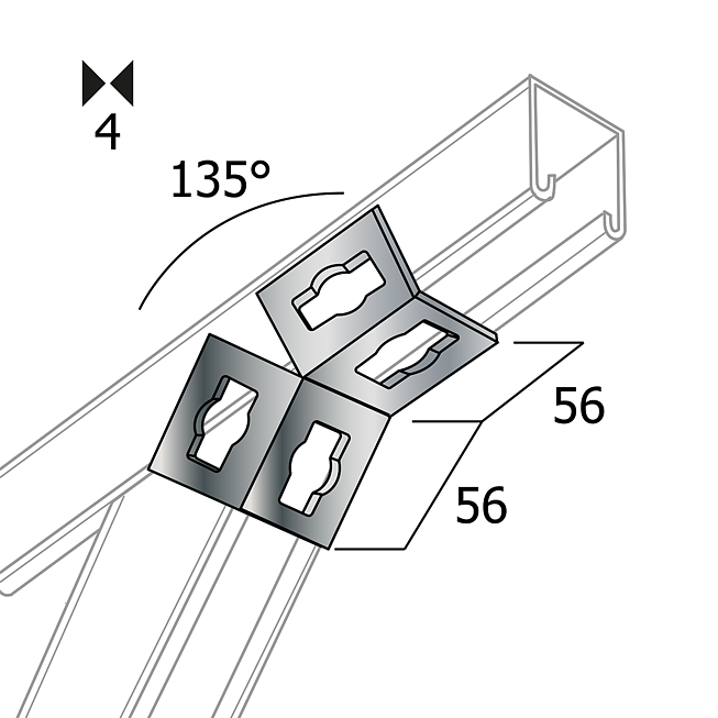 Connecteur d'angle | Connecteur d'angle 135&deg; Galvanis&eacute; &agrave; chaud (Syst&egrave;me de boutons Profi)
