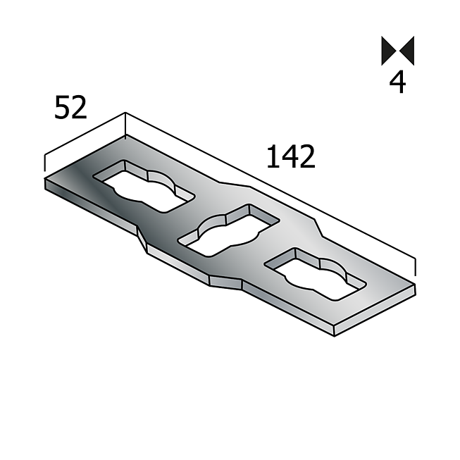 Connecteur en croix Galvanis&eacute; &agrave; chaud Plat (Syst&egrave;me de boutons Profi)