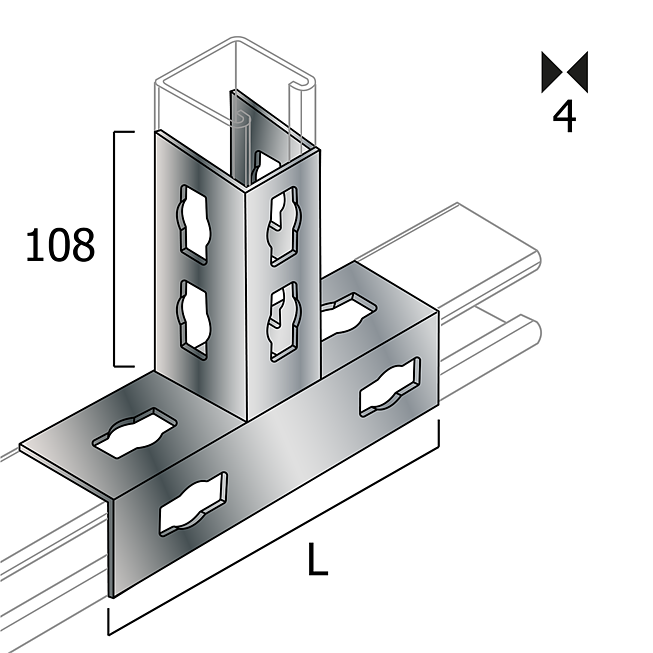 Kreuz-Verbinder V4A 3D (Profi Knopf-System)