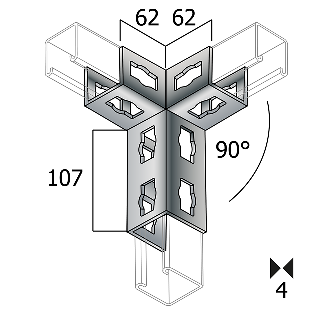 Connecteur d'angle | Connecteur d'angle 90&deg; V4A gauche (syst&egrave;me de bouton professionnel)
