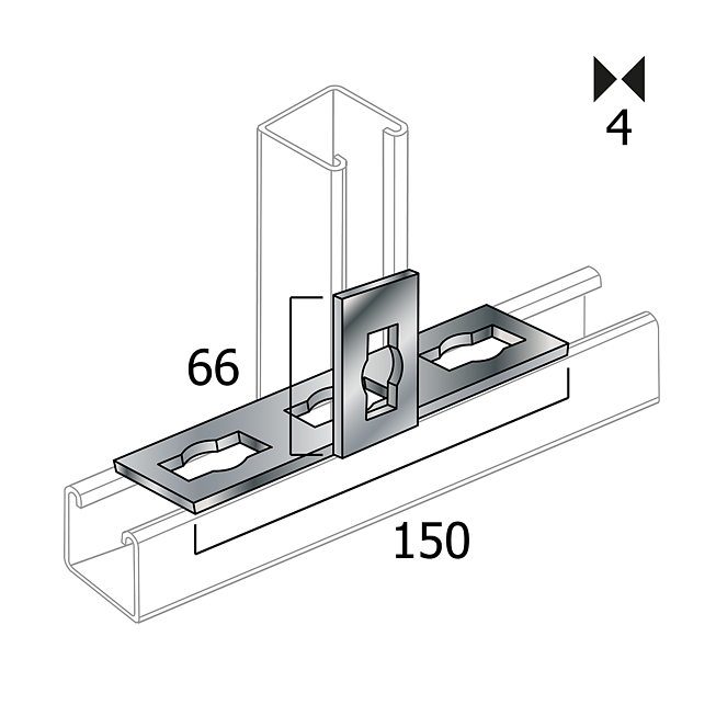 Connecteur en T galvanis&eacute; 3D (syst&egrave;me de boutons Profi)