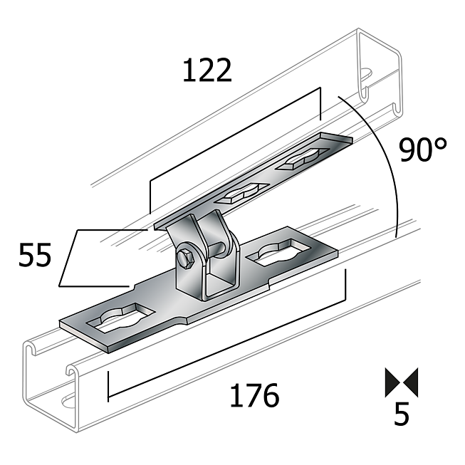 Connecteur articul&eacute; 0-90&deg; galvanis&eacute; transversal (syst&egrave;me de boutons Profi)