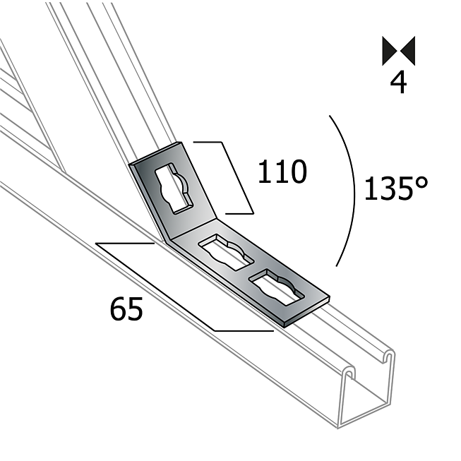 Connecteur d'angle | Connecteur d'angle 135&deg; Galvanis&eacute; (Syst&egrave;me de boutons Profi)