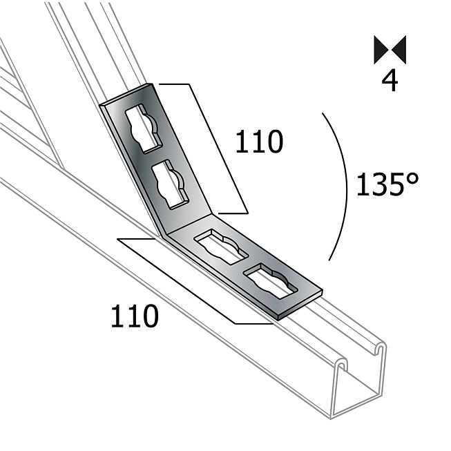 Connecteur d'angle | Connecteur d'angle 135&deg; Galvanis&eacute; (Syst&egrave;me de boutons Profi)