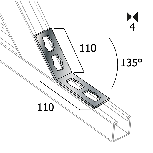 Winkel-Verbinder | Eck-Verbinder 135&deg; Verzinkt (Profi Knopf-System)