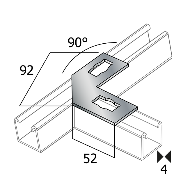 Connecteur d'angle | Connecteur d'angle 90&deg; Galvanis&eacute; (Syst&egrave;me de boutons Profi)