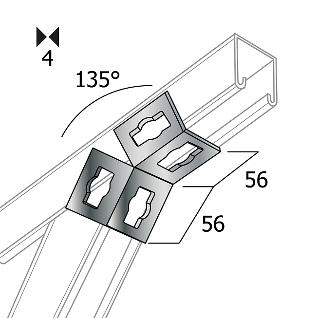 Winkel-Verbinder | Eck-Verbinder 135&deg; Verzinkt (Profi Knopf-System)