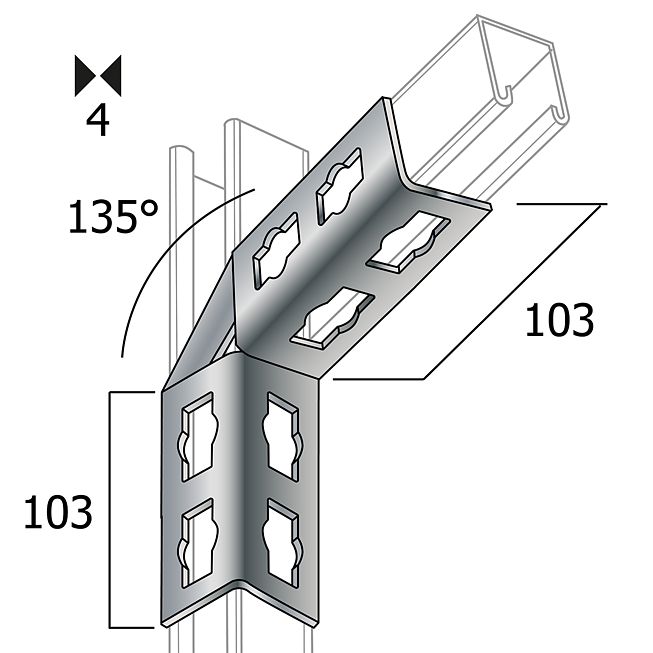 Winkel-Verbinder | Eck-Verbinder 135&deg; Verzinkt (Profi Knopf-System)